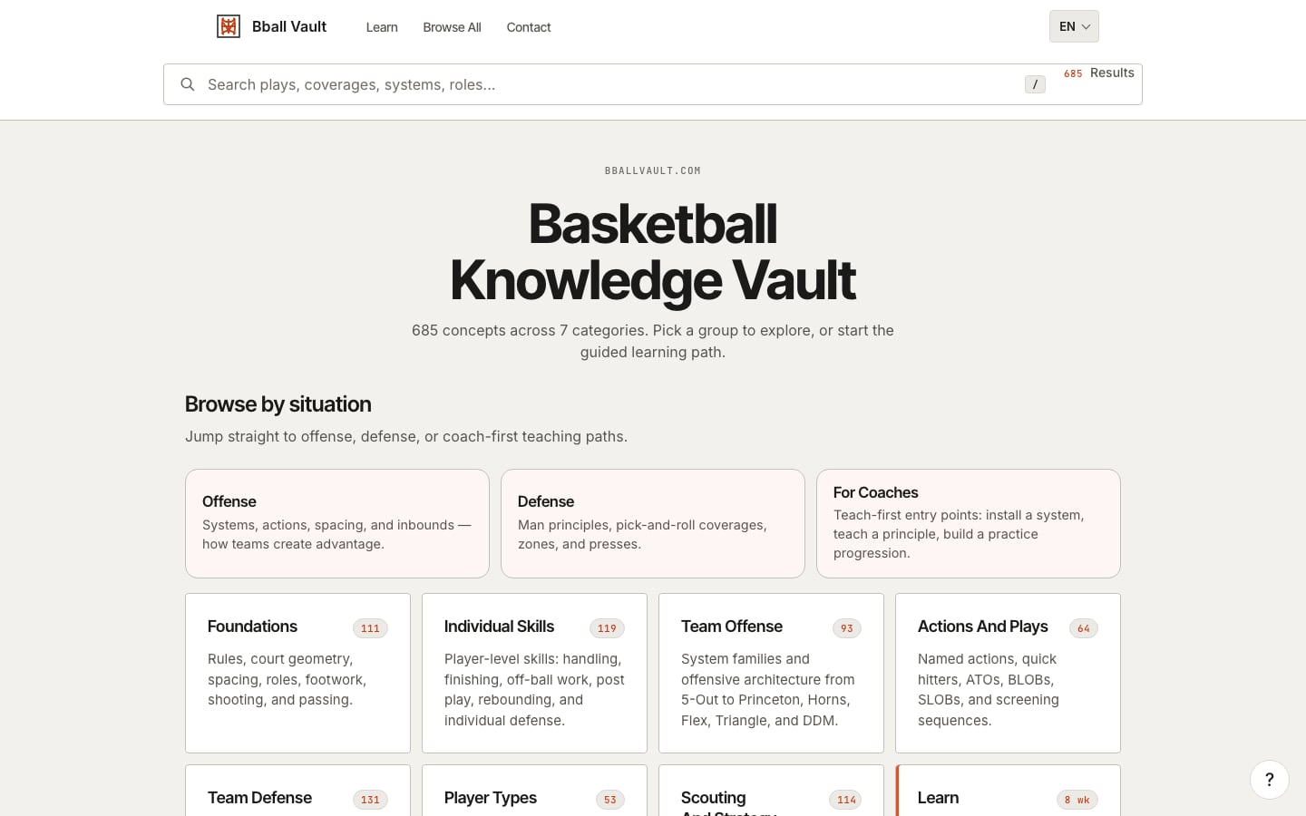 Bball Vault home page