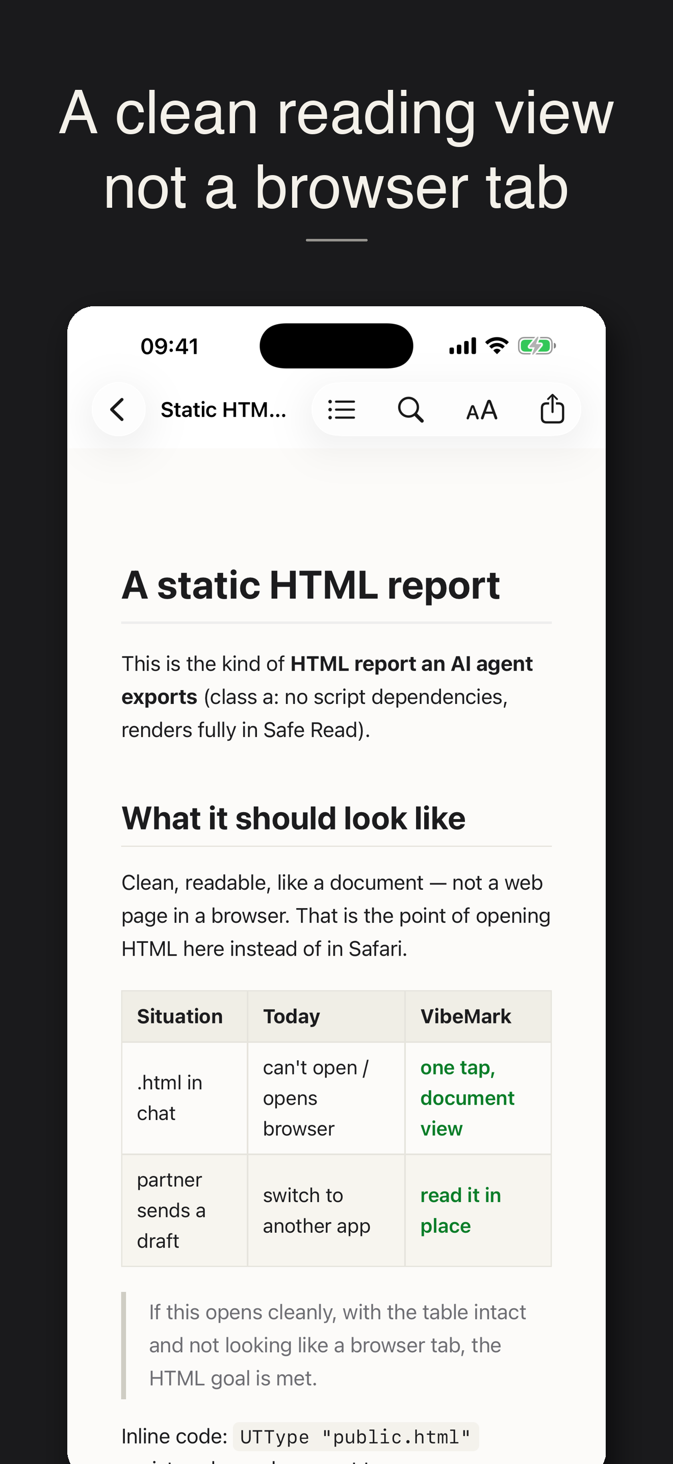 VibeMark: HTML reading · product marketing image
