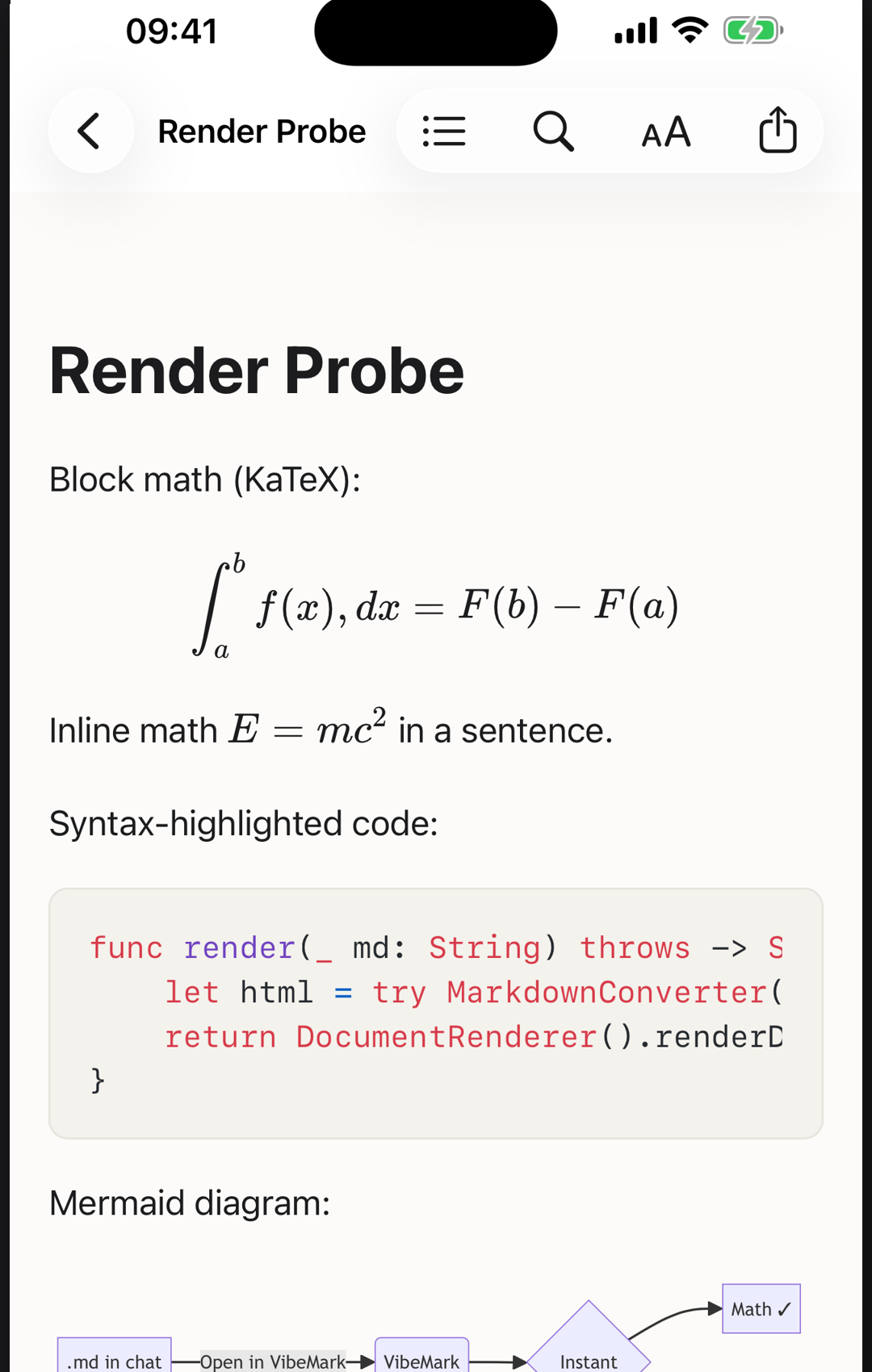 VibeMark: Rendering demonstration · product screenshot